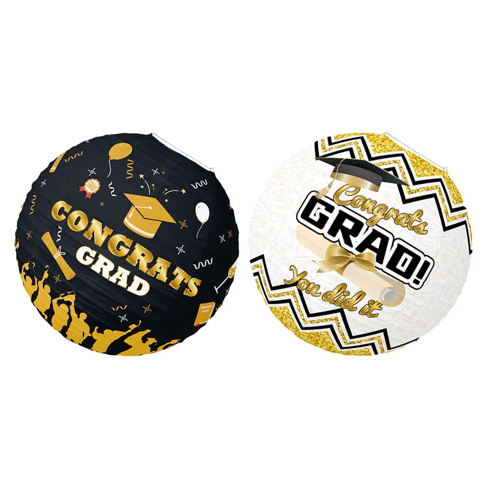 

2Pcs Hanging Paper Lanterns Graduation Party Decorations Portable Festival Lights for Wall Ceiling Window Decoration Use