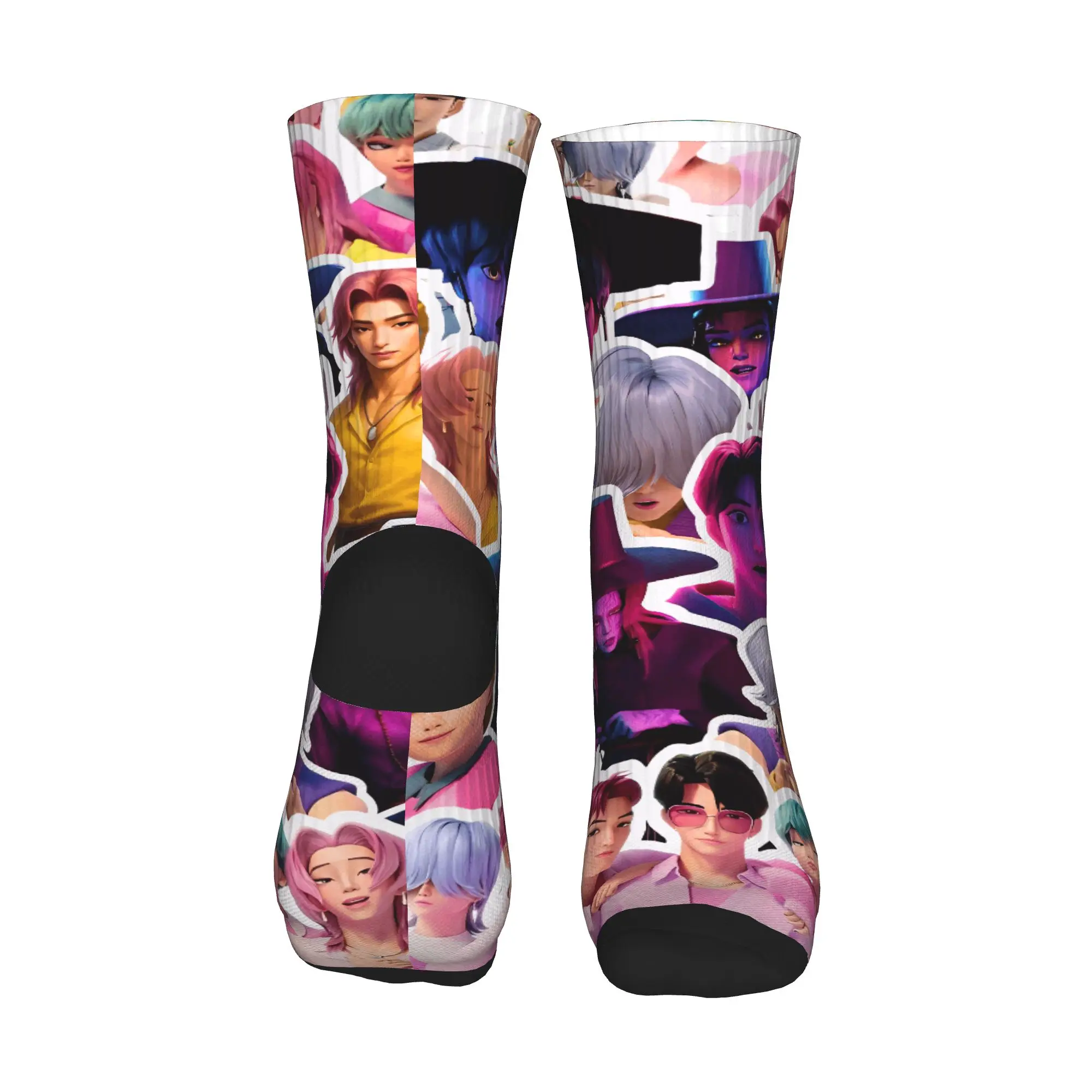 ถุงเท้าผู้ชายลาย K-pop Demon Hunters Saja Boys Jinu Mystery Romance Abby Baby ถุงเท้าสปริงลายสเก็ตบอร์ดกันลื่น