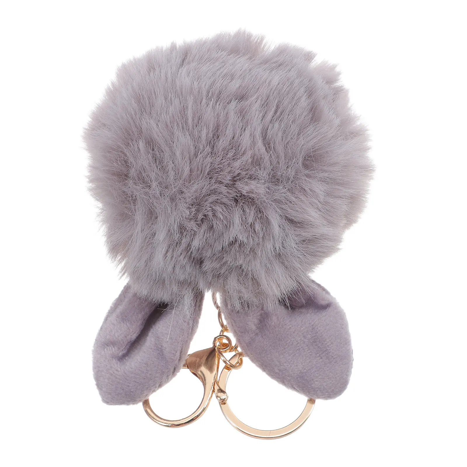 

Брелок с кроличьими ушками и помпоном, серый, изысканная работа, подвеска для автомобильных ключей, украшение для сумки, для женщин и девушек, элегантный подарок