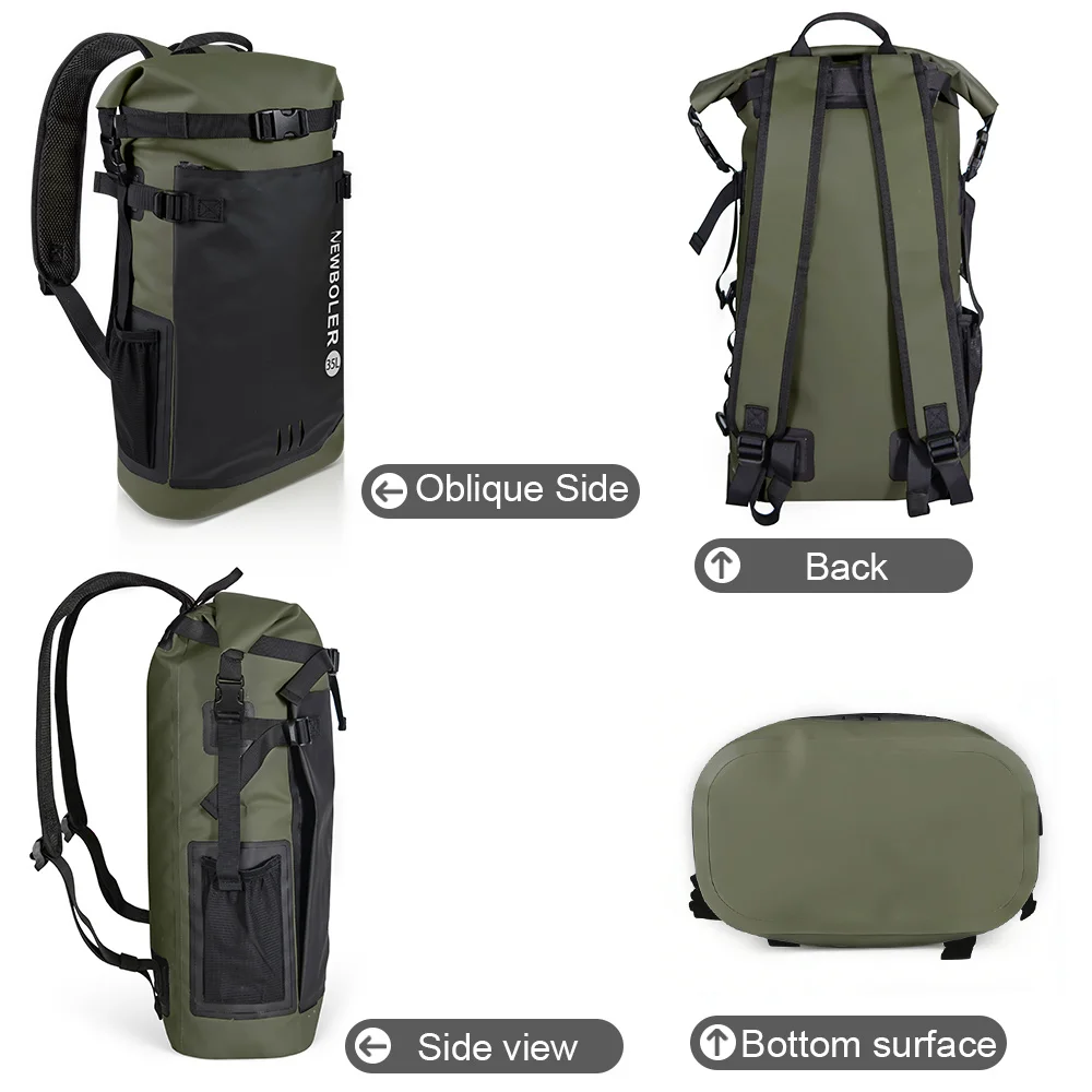 Schwimm-PVC-Packtasche, wasserdichter Rucksack für Damen und Herren, 35L, Schultertasche für Kajak, Trekking, Rafting, Surfen, Bootfahren – Detail 9