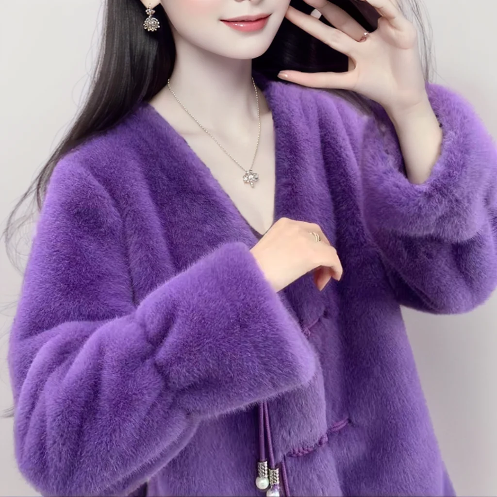 Winter Casual Mink Mink Fleece Imitation Mink Coat For Women Slim Luxury All-match Fur Jacket warm Trendy Large Size 6XL Outwear