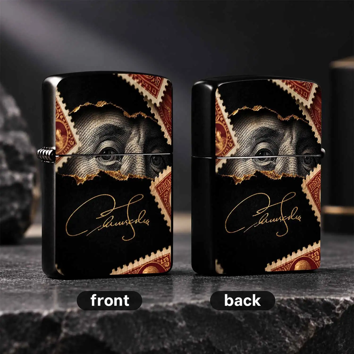 Retro Art Lighter, Engraved Gaze Pattern With Gold Foil Signature, Portable For Daily Commute, Ideal Holiday Gifting, Fits All Scenarios, Exquisite Durable, Unique Niche Trendy Ornament, Combines Practicality And Collectible Value As Delica
