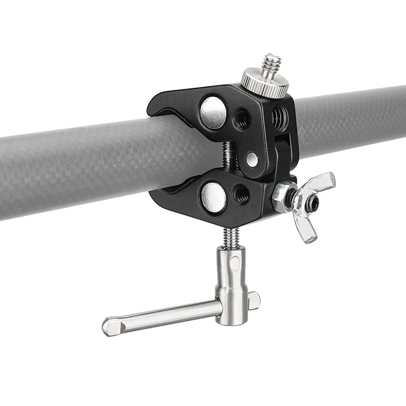 Hdrig ที่หนีบซูเปอร์ปูสากลพร้อมอะแดปเตอร์สกรูขนาด1/4นิ้วตัวยึดแบบหมุนด้วยมือน็อตสกรูผีเสื้อสำหรับ DSLR มา