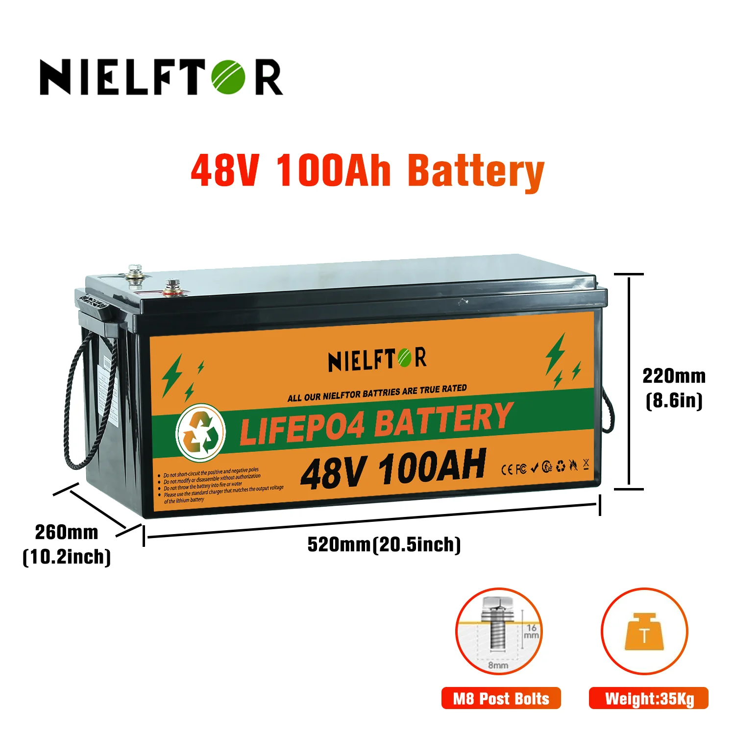 48V 100Ah Llifepo4-accu 51,2V lithium-ijzerfosfaat klasse A+ cellen 6000+ cycli Ingebouwd BMS voor Solar PL EU-voorraad