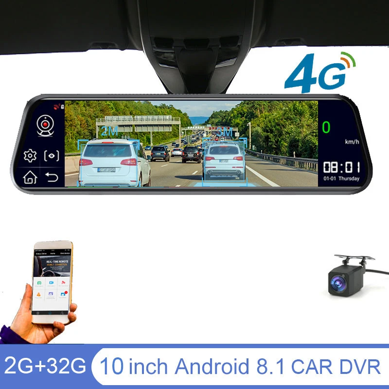 

10" Android 8.1 Rear View Mirror Dash Cam Car DVR ADAS WiFi Bluetooth GPS Navigation Recorder 24H Park black box RAM 2GB ROM 32G