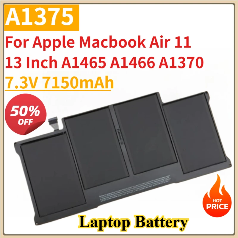 

New Laptop Battery A1375 A1406 A1405 A1377 7.3V 7150mAh For Apple Macbook Air 11 13 Inch A1465 A1466 A1370 A1369 Li-Polymer