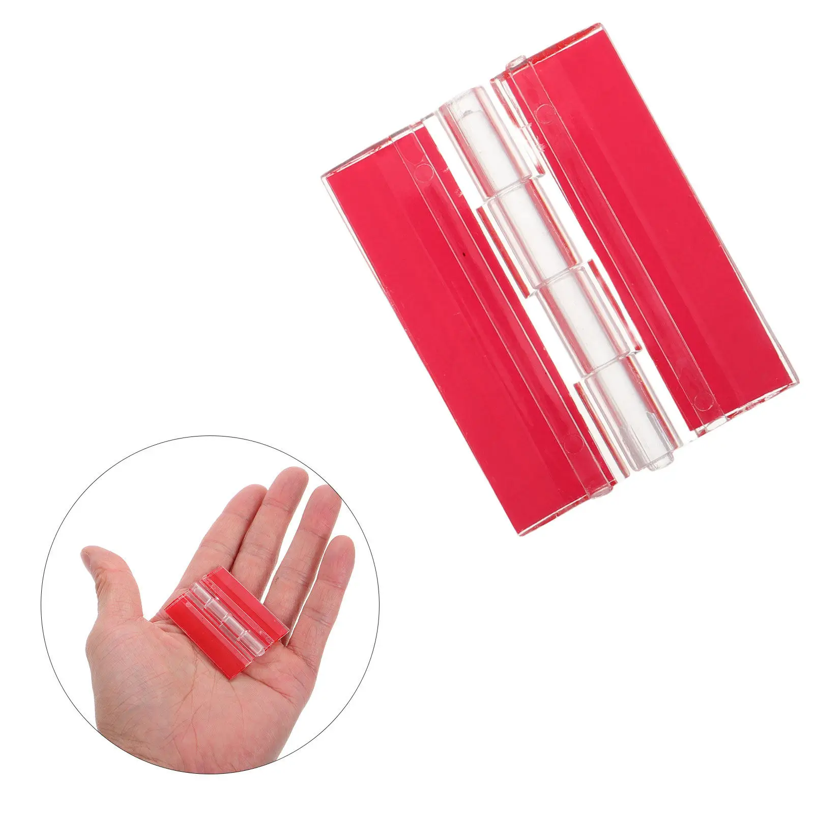 12Pcs Clear Acrylic Piano Hinge 45Mm Self-Adhesive Mini Hinges for Glass Crafts Display Stands Cabinet Doors