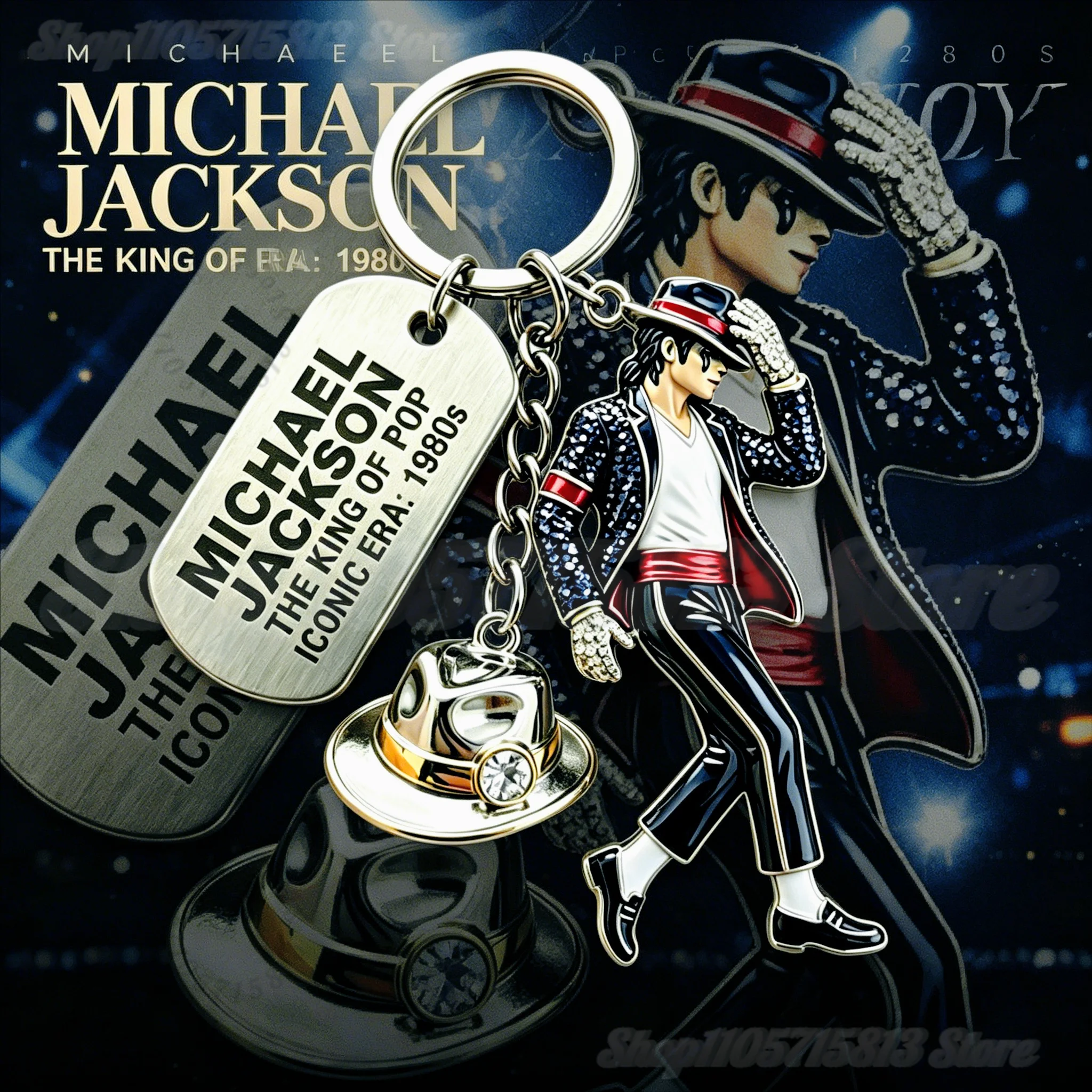 King of Dance Michael Jackson Keychain Classic Singer Key Ring Holder Pendant Key Chains Michael Jackson Men's & Women's Gift