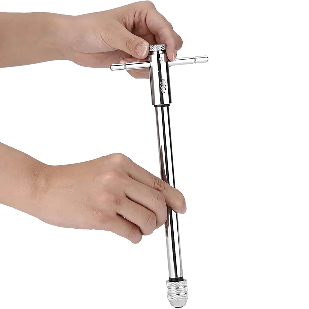 Verstellbarer Ratschen-Handgewindeisen M5-M12, verlängertes Gewindebohrer-Zubehör für Vorwärts- und Rückwärtsgewindebohrer