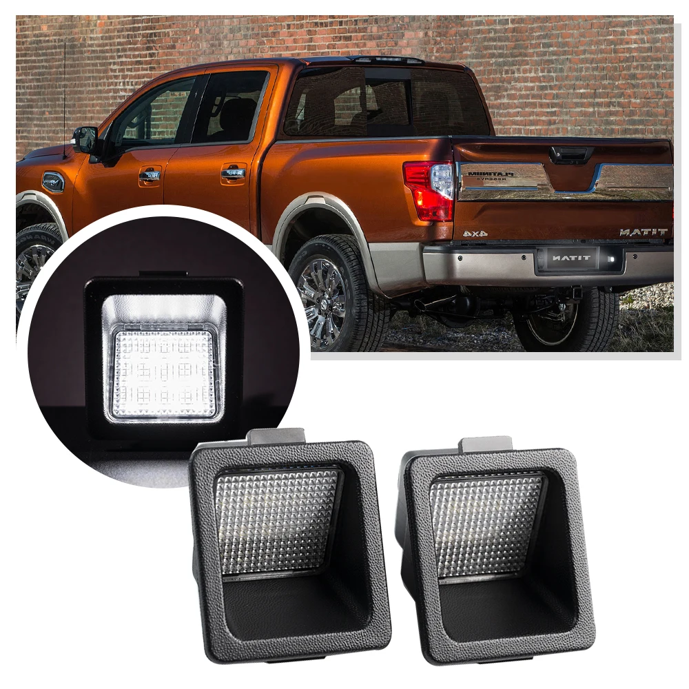 2PCS LED License Number Plate Light For Nissan Titan A61 2016 2017- Frontier D41 Tag light canbus white light