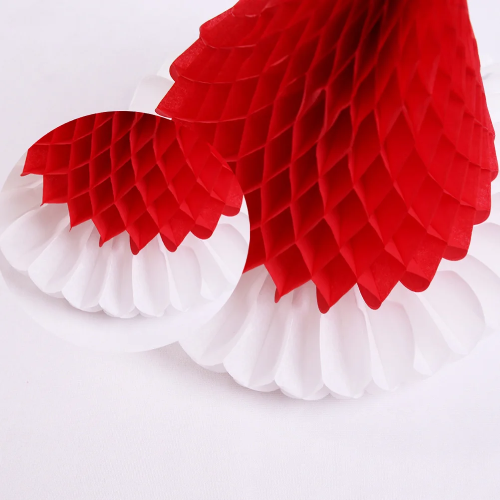 

Amosfun 2pcs Christmas Party Hats Red Honeycomb Tree Ornament 3D Holiday Decor Fun Hanging Paper Xmas Decoration