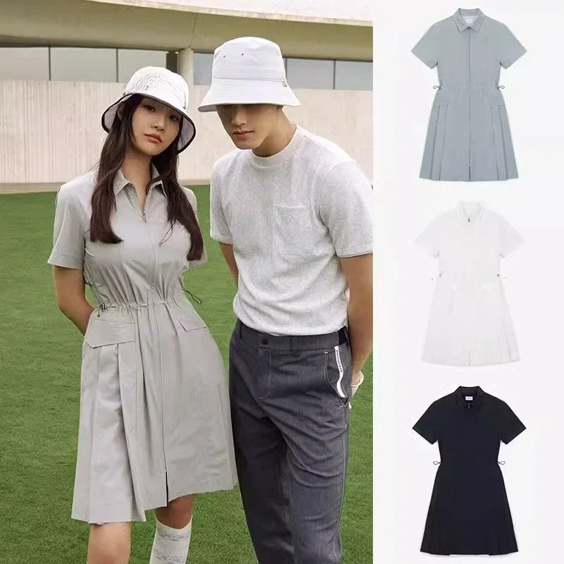 

Golf Jersey 24 Summer Golf Women's Lapel Logo Waist Short-sleeved Dress Versatile Foreign Style