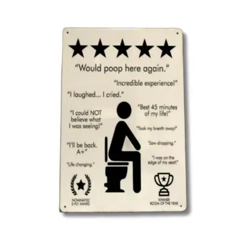 Funny Tin Metal Sign Would Poop Here Again Restroom Bar Bathroom Decor