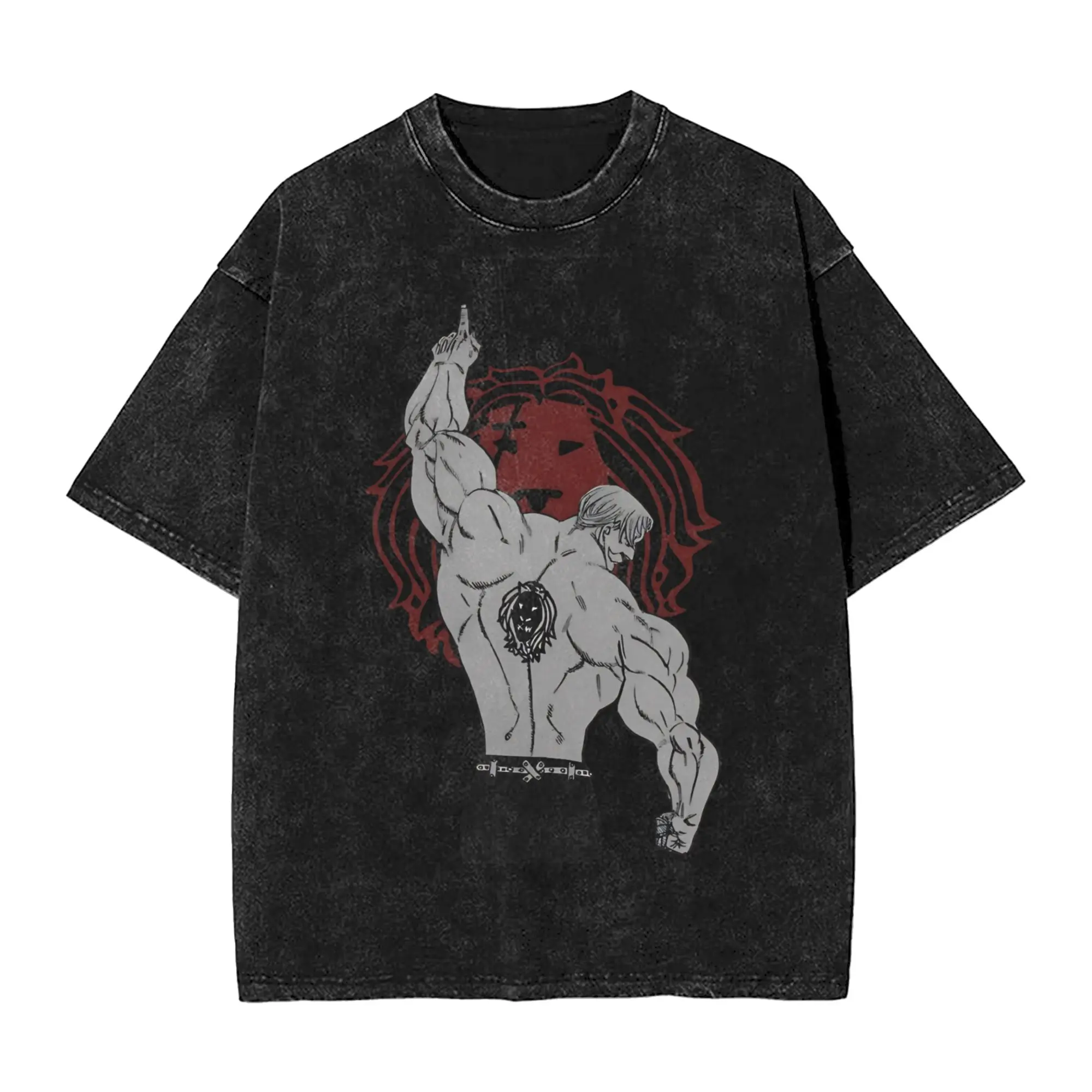 Men Anime Escanor Stronger Man T Shirts  Tops Summer Vintage Short-Sleeved T-Shirt Crew Neck Harajuku Printed Tee Shirt Hot Sale