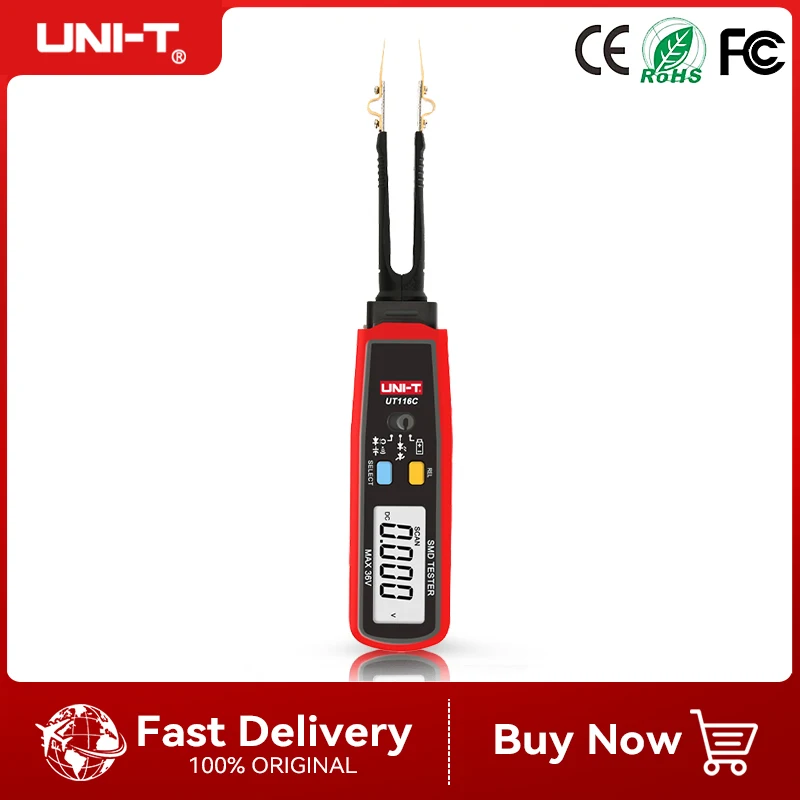 UNI-T SMD Tester UT116C UT116A 36V Voltage Battery Measurement Rotable Tweezer LED Diode Multimeter Resistor Capacitor Tester