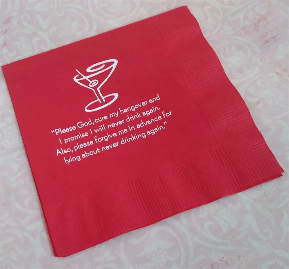 Bar Napkins Cocktail Party Funny Cocktail Quotes Boxed set of 16 printed napkins