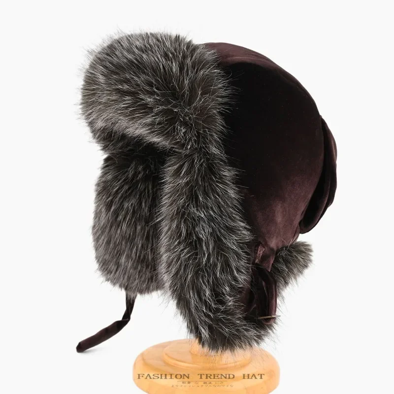 Winter plush warm ear protectors cute bow cold hat woman