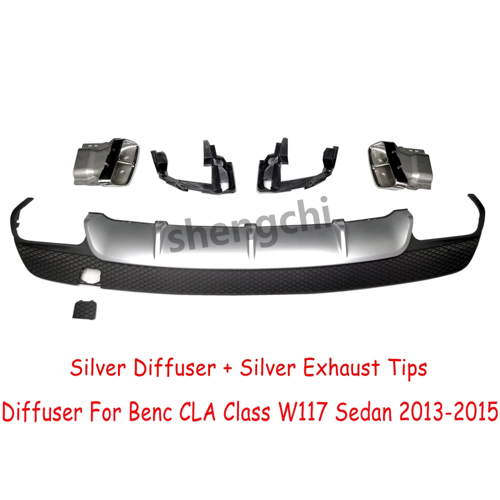 W117 Rear Bumper Diffuser & Exhaust Tips for Mercedes Benz CLA Class W117 CLA180 CLA200 CLA250 CLA220 CLA45 AMG Sport 2013-2015