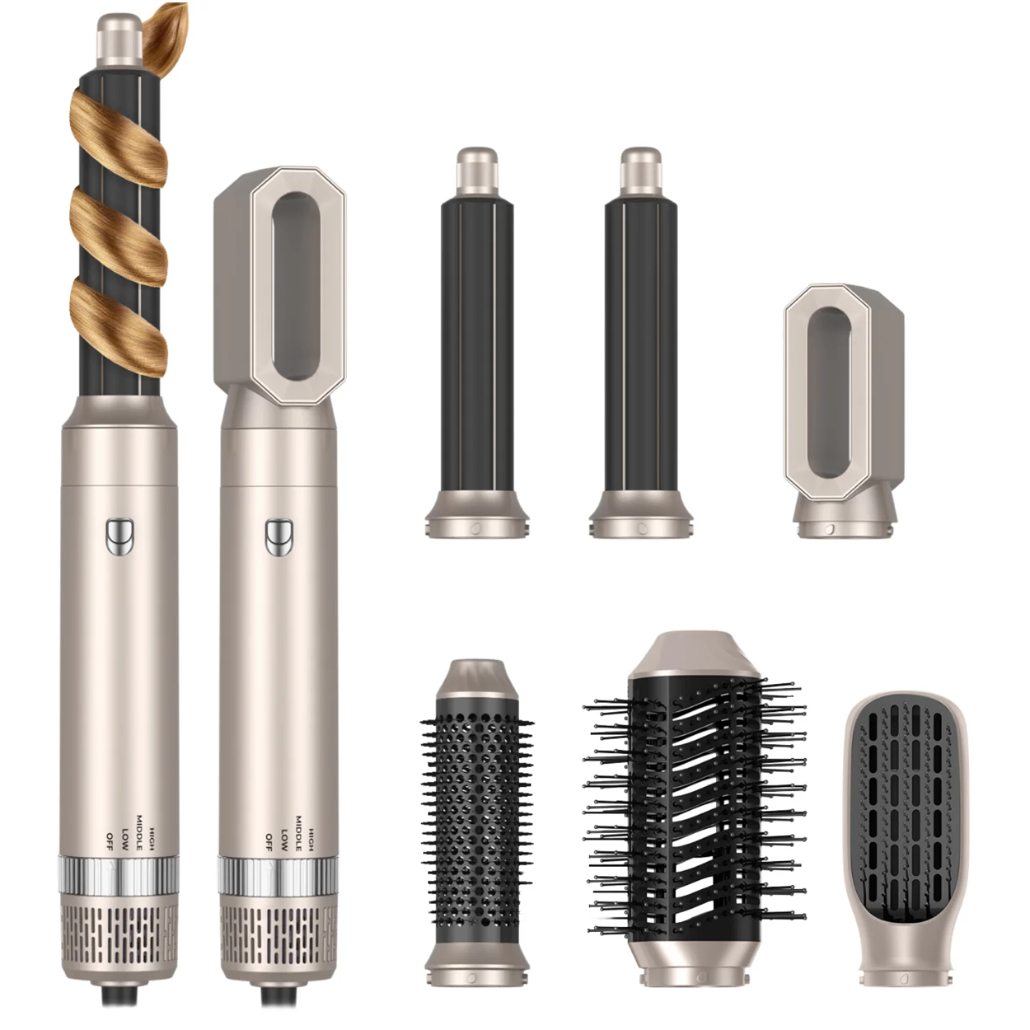 Fashion Ionic Hair Dryer Brush 5 in 1 Interchangeable Styler with High Speed Volumizer Curling Brush