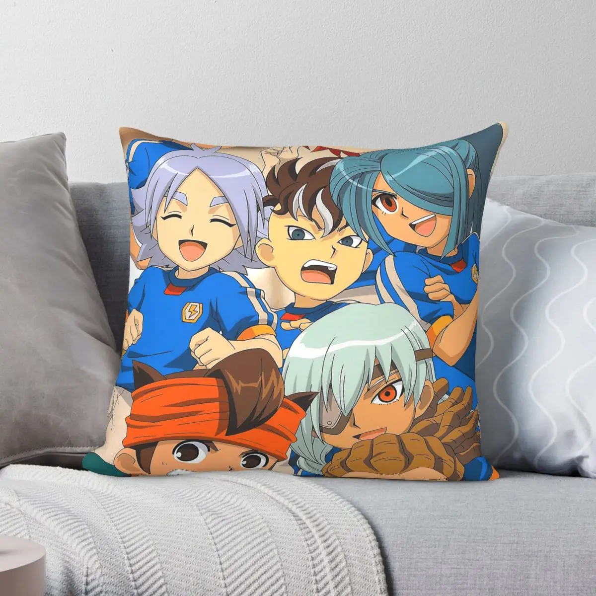Inazuma Eleven Kiyama Hiroto Fudou Akio Square Pillowcase Polyester Linen Velvet Printed Decorative Pillow Room Cushion Cover