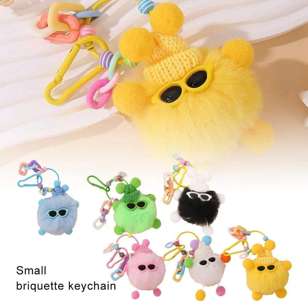 Colorful Plush Elf Cute Cartoon Doll Pendant Rex Rabbit Pendant Small Briquette Keychain Ball Fur Coal Small N5J9