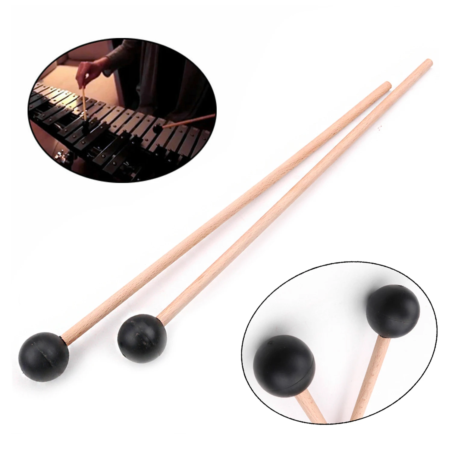 

1 Pair Professional Xylophone Marimba Mallet Portable and Lightweight Easy Using Drumsticks Percussion Parts Length 365MM