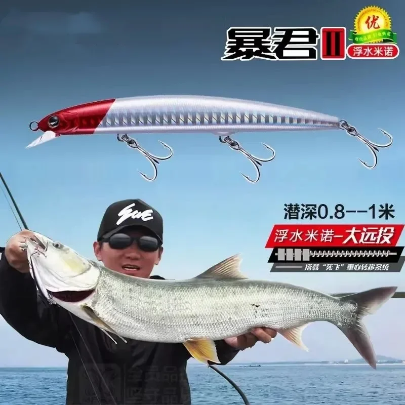 

BAOJUN2 Floating Minnow Fishing Lure S115/S125/S140F Jerkbait 13/17/21g Wobbler Artificial Bait For Fish Pike Trout Sea Bass