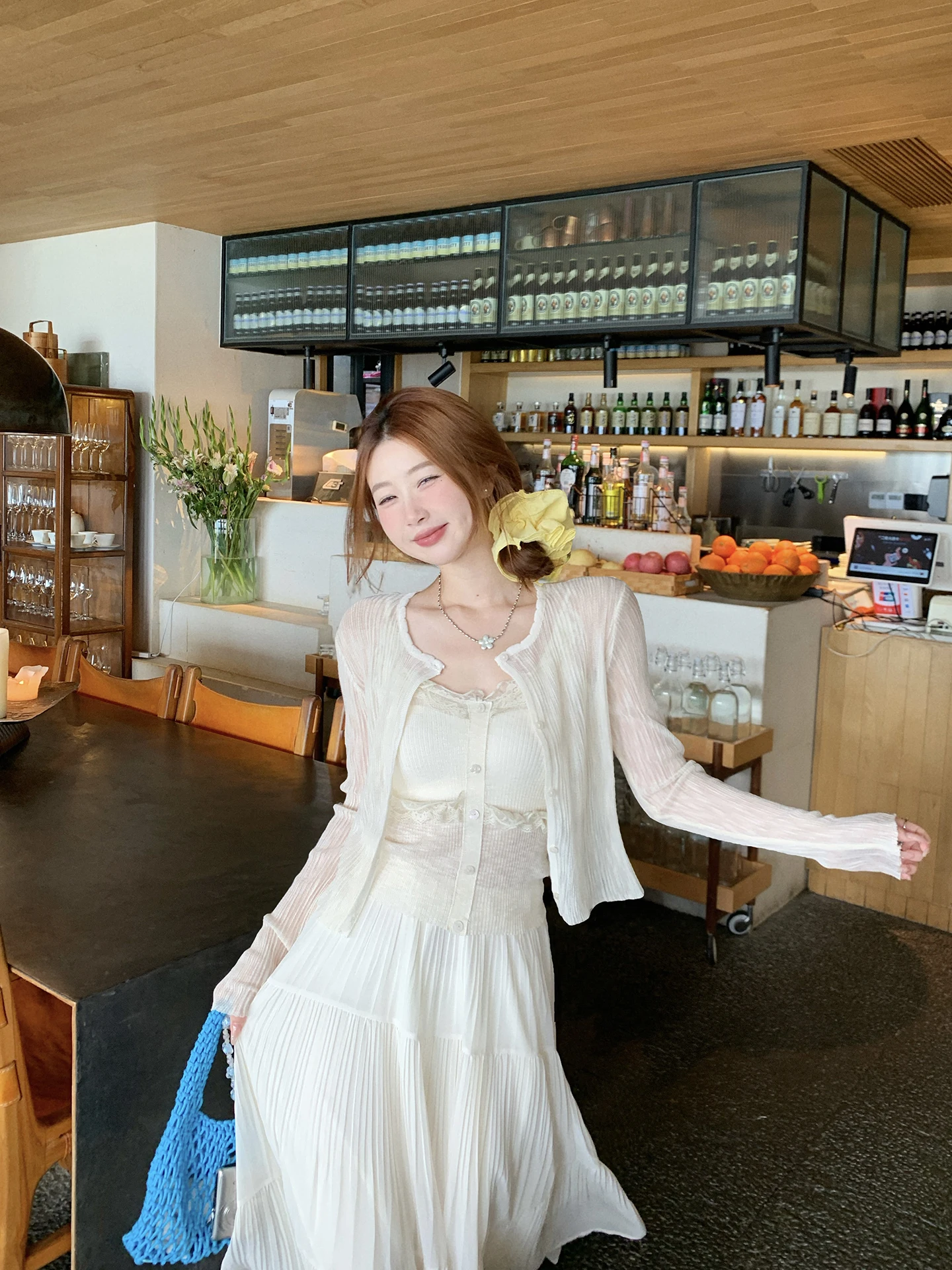 

Shusansan Thin Outerwear Cardigan with Strap Sun Protection Cover Spring 2026 New Women's Thin Top Minimalist Style Regular Fit