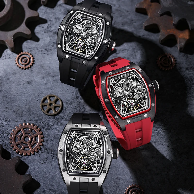 Luxury Lovers Mechanical Watches Montre Homme Original Brand Hollow out Skeleton Automatic Wristwatch Elegant Apple Timepiece