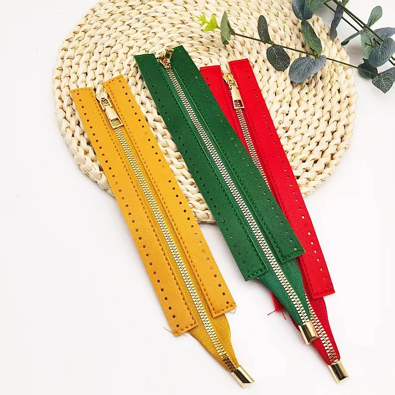 24cm DIY Handmade Bag Zipper Accessories 6-Color DIY Handmade Bag Zipper 24cm Pu Metal Zipper Woven Bag Accessories