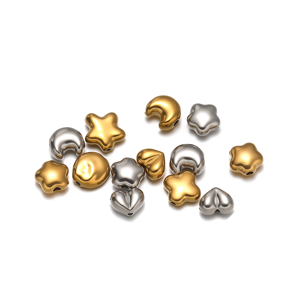 10 Stück Edelstahl-Abstandshalter-Perlen in Herz-, Stern- und Mondform für DIY-Halsketten, Schmuckherstellung, Ohrringe, Armband-Zubehör – Detail 3