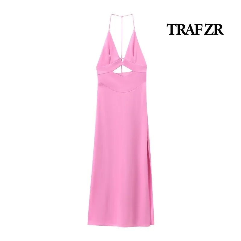 TRAF ZR abiti Sexy con ritagli abito da sera da donna Party Beach Wear 2024 abiti eleganti da donna per abito estivo da donna