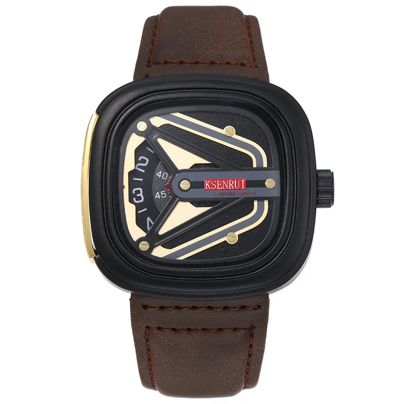 

Модные спортивные часы в стиле панк с квадратным колесом и кожаным ремешком, мужские часы, кварцевые часы, детские часы с ремнем для мужчин, рождественский подарок