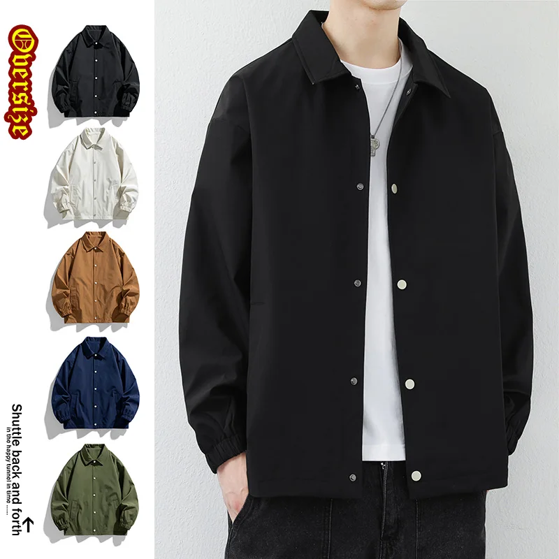 

Lapel jacket Loose simple Hong Kong style jacket Fashion autumn Korean jacket casual handsome baseball jacket