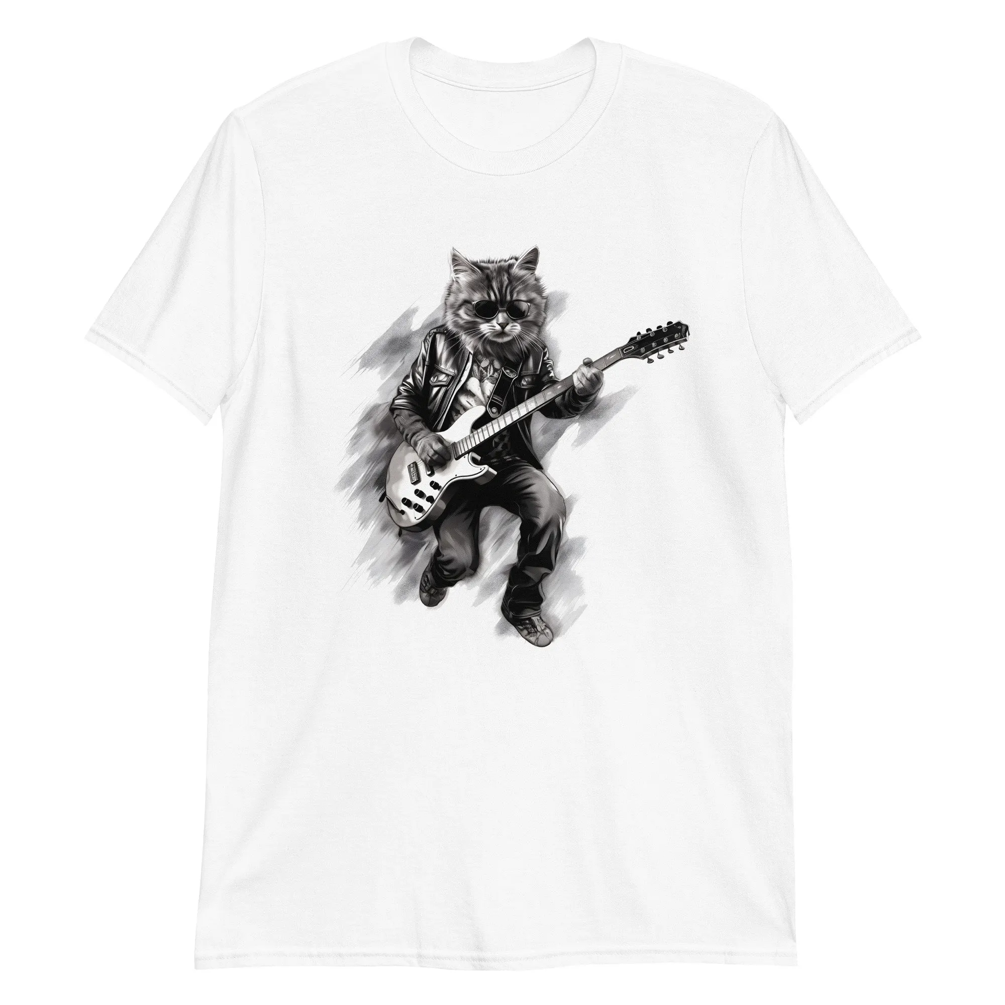 Meow Sician Cat Shreds Electric Guitar T Shirt