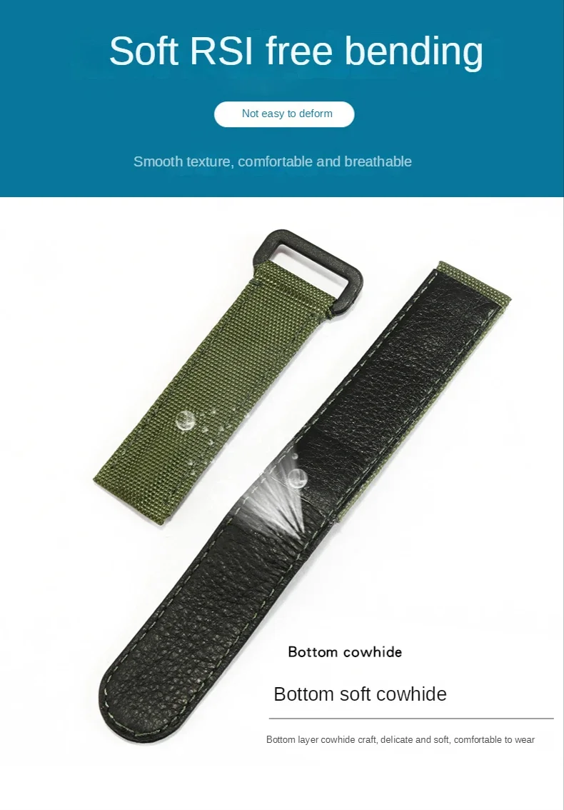 20 mm 21 mm Klettverschluss Canvas Uhrenarmband männlich für Rolex Daytona Omega Seahorse Rudder Bay Seiko Nylon-Uhrenarmband – Detail 8