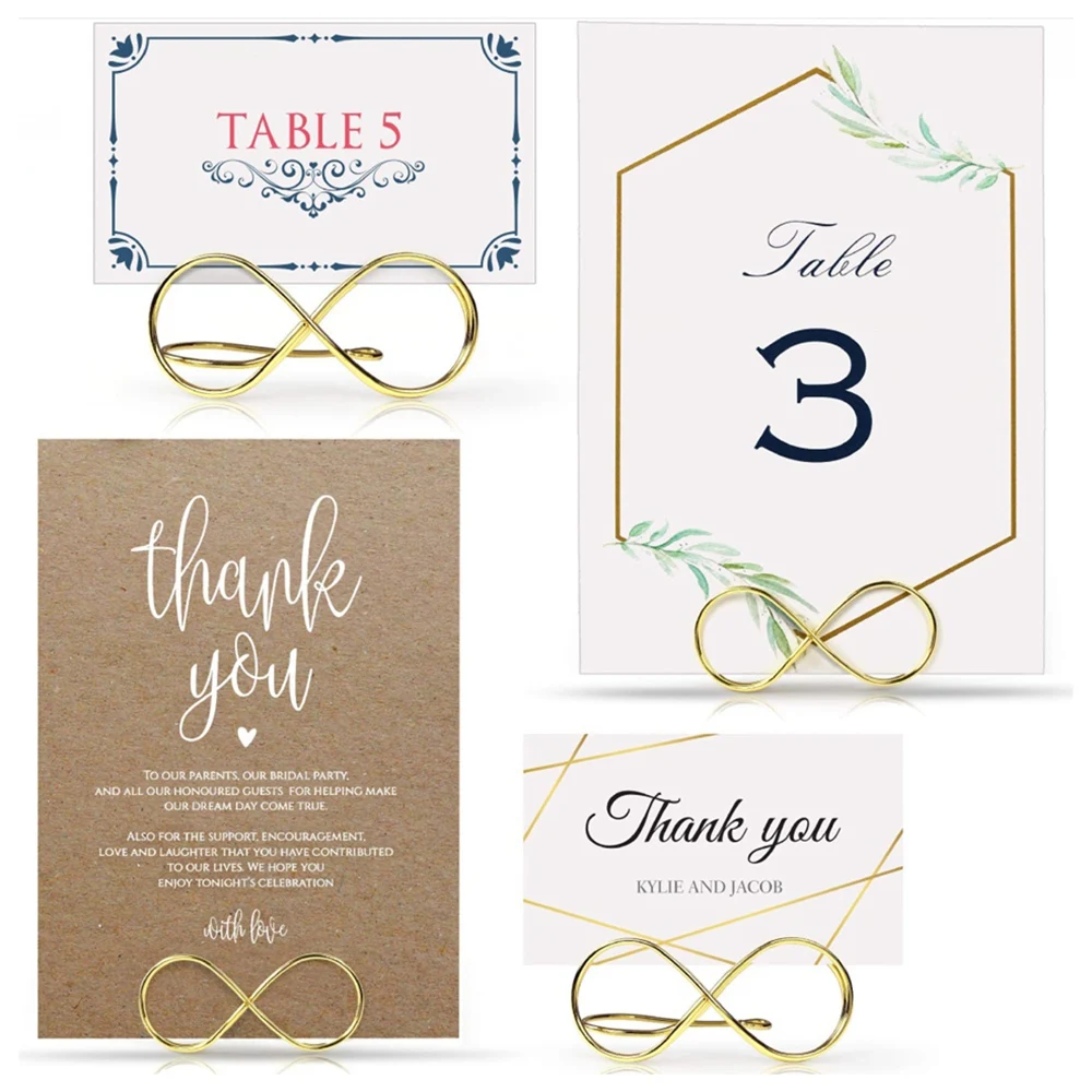 Upgraded Table Number Holder Stands 12 Pack - Wedding Seating Labels Placecard Clips Photo Picture Cards Display Stand Gold