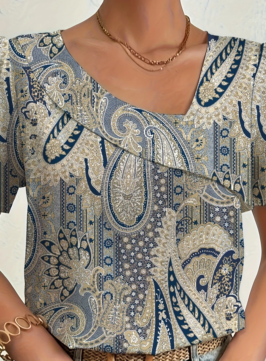 Camicetta temperamento Camicia casual da donna ampia Camicetta elegante a maniche corte per il giorno della settimana