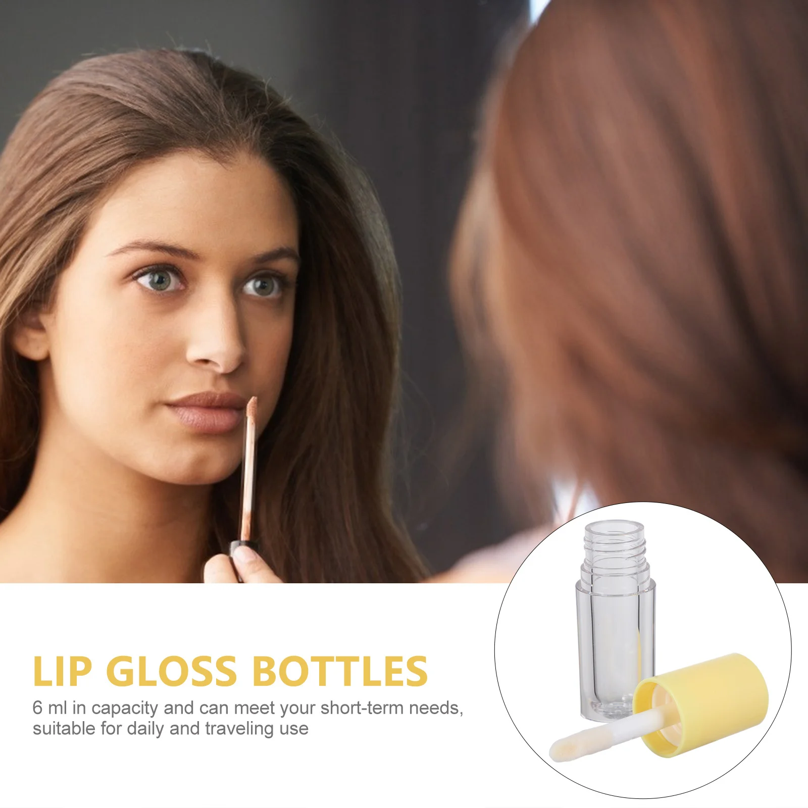 10Pcs Lip Gloss Tubes Transparent 6ml Portable Travel Empty Lip Balm Bottles Brush Head DIY Containers