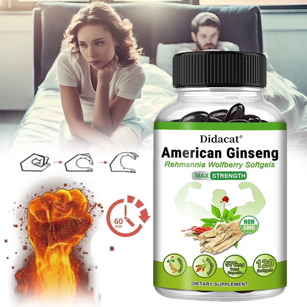 Organic American Ginseng Capsules - 100% Pure Non-GMO, 60 Capsules, Reproductive Immunity Focus & Performance Support