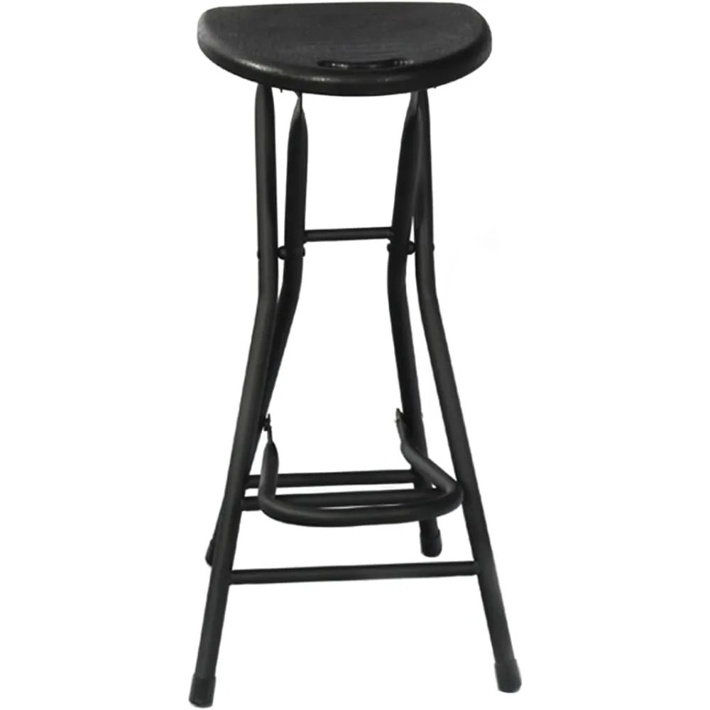 

Black Folding Bar Stool,28 inch Folding Stool for Adults Foldable Stools with Handle,Collapsible Heart-Shaped Folding Counter He