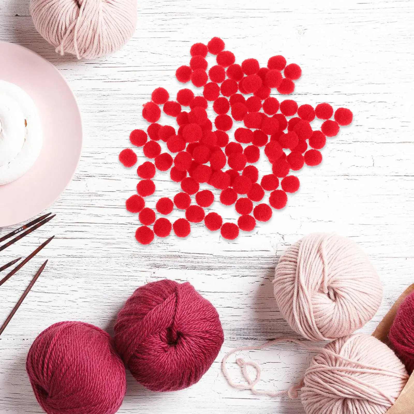 100 buah Pom-pom Mini Merah, B - Art Craft Preschool ulasan dan harga