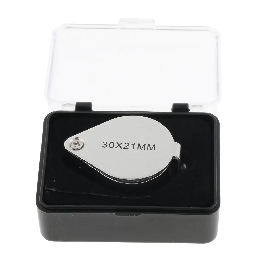 Stainless Steel Jewelry Loupe Magnifying Glass 30x Optical Lens Foldable Design for Gemstone Coin Antique Inspection