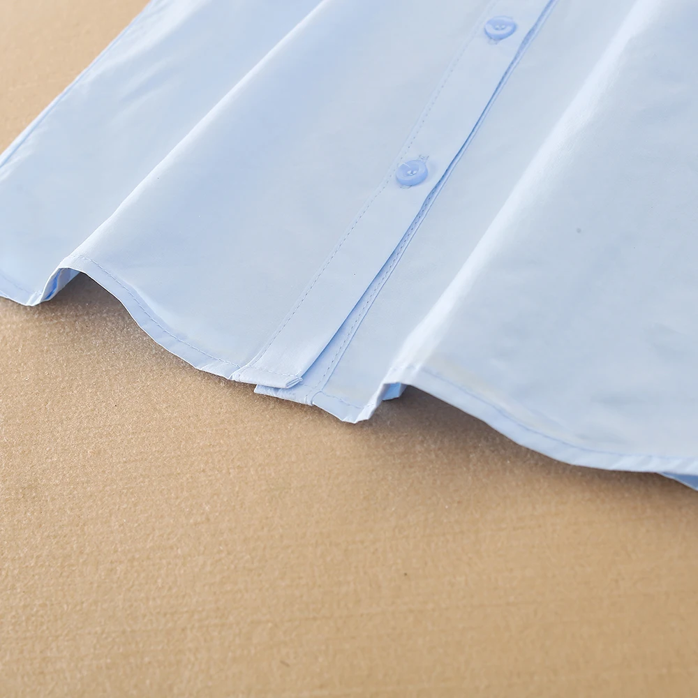 Mädchen Rüschenkragen-Hemd 5-12 Jahre Langarm 100% Baumwolle Kinder Schuluniform Bluse Polyester Kinder Alltags-Oberteil – Detail 6