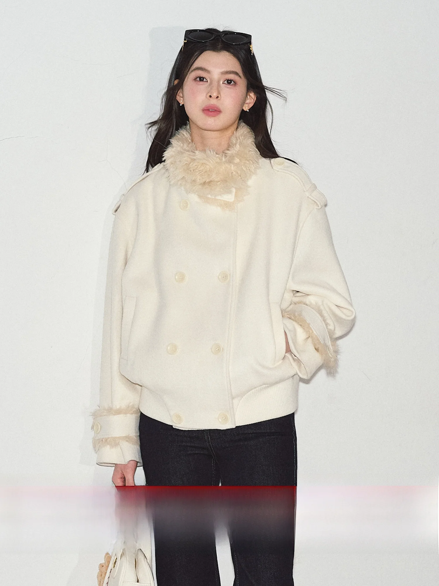 

Женская шерстяная куртка RECOIN RC с меховым воротником, осенне-зимняя, новая, для повседневной носки, на двух пуговицах, длинная