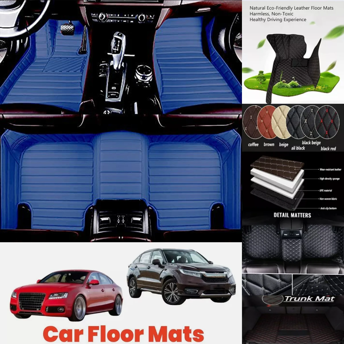 3D PU-leather Waterproof Custom Car Floor Mats For Toyota Avalon Hybrid Auris Auto Carpets Coche Accessorie Liners