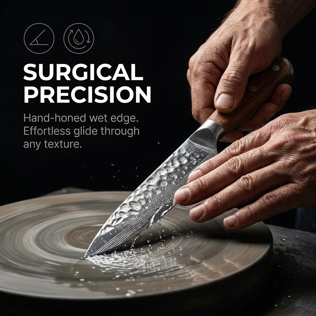 Ultra Sharp Stainless Steel Chef Knife -Professional Utility Knife with Wood Handle for Kitchen Paring Knife for Apples&Veggies