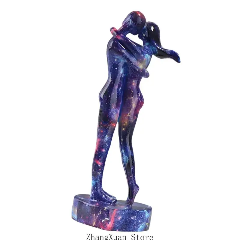 Liebhaber umarmt Statue künstlerische Harz Kuss Paar Skulptur mit Basis Home Desktop Dekoration Geschenk für Hochzeitstag 3XUF – Detail 3