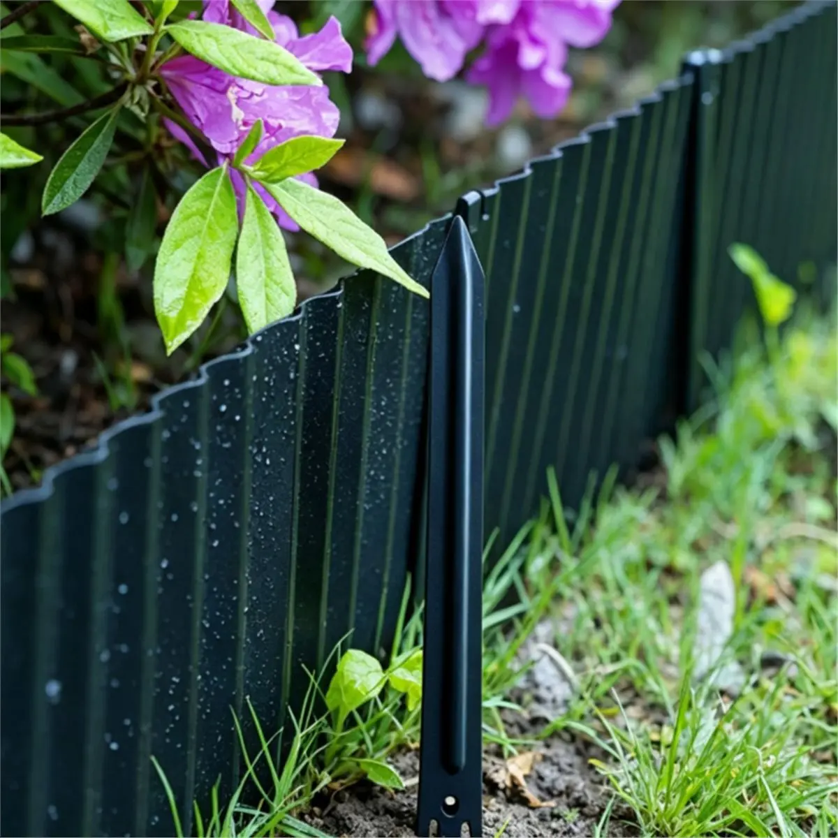 13Pcs 10Inch Metal Landscape Edging Stakes for Garden, Lawn, and Trellis Support Corrugated Garden Landscape Edging