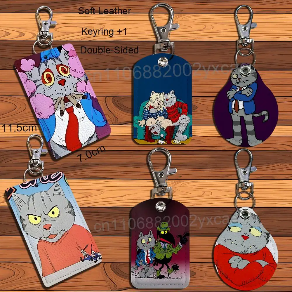 

cartoon Cat Gato Fritz Cartoon Singer Anime Card Keychain Fashion Pendant Bag ID Door Card Case Bus Card Cute Adult